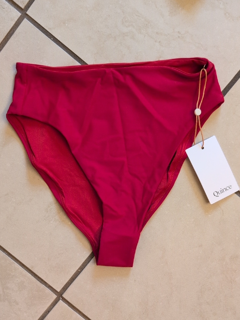 NWT Quince Bikini Set Top & Italian High-rise High-leg Bottom Cherry Red Size S - Picture 5 of 15